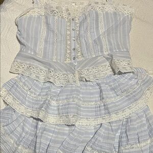 LoveShackFancy Blue and White Mini Dress set-